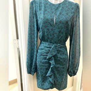 NWT- Lush Teal Green & Black Short Elegant Dress Size L or USA 8